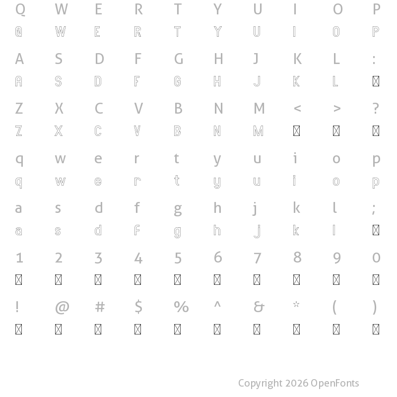 Character Map of AMORICA SANS DEMO Stroke