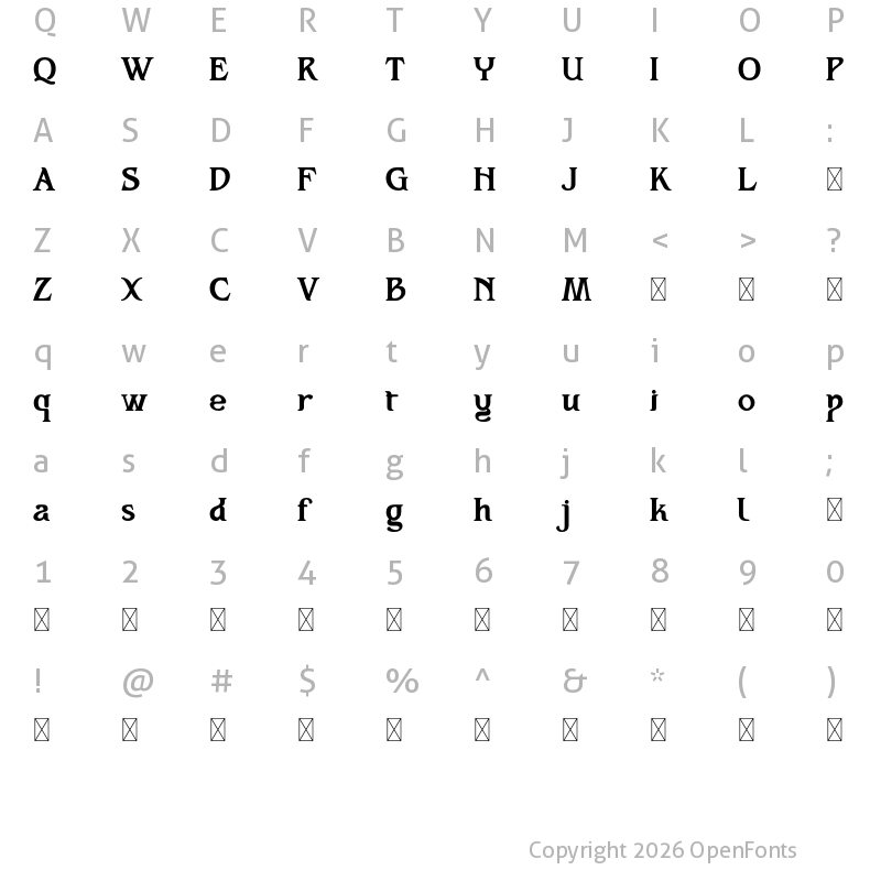 Character Map of Amoveno Regular