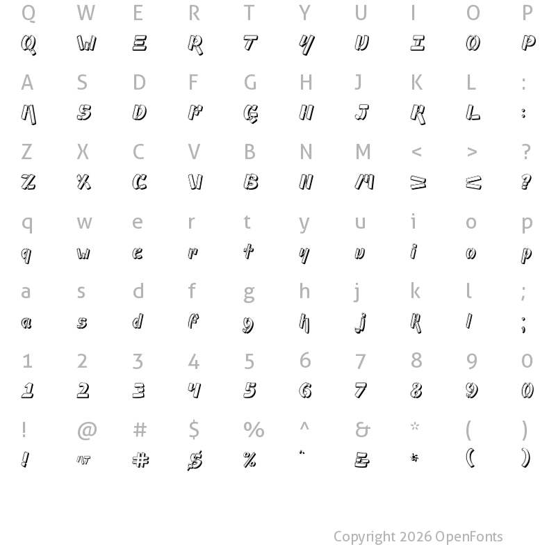 Character Map of Ampad 3D Regular