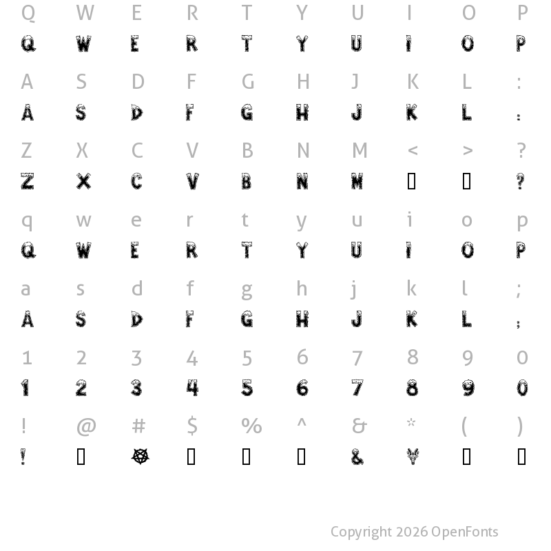 Character Map of Amped For Evil Regular