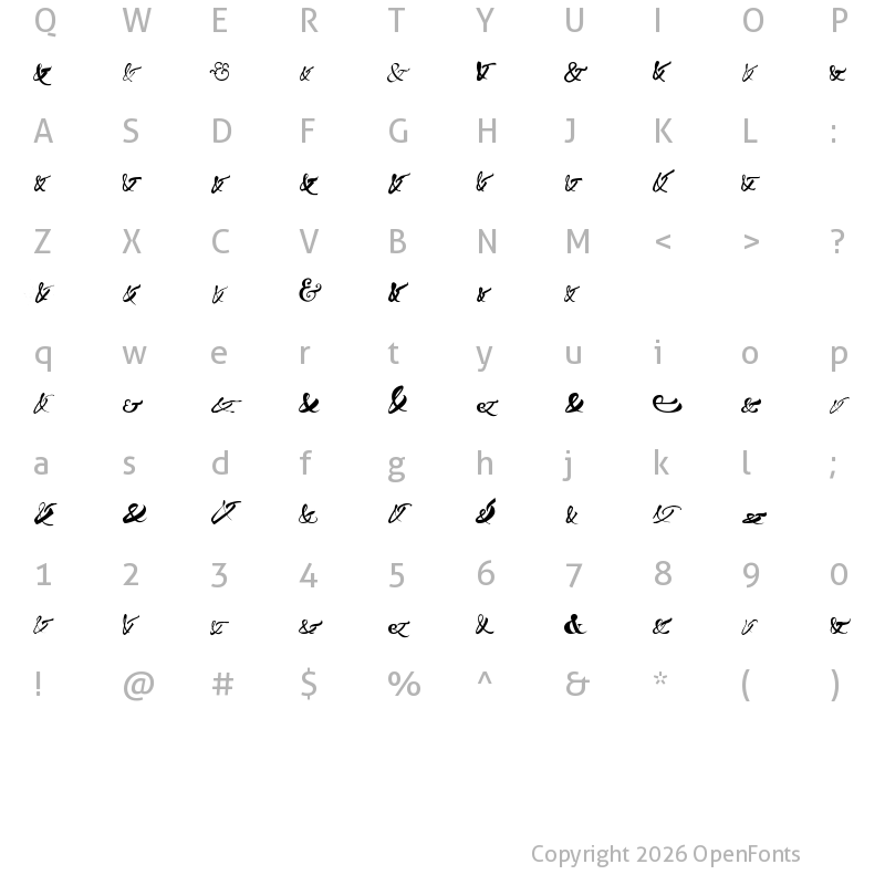 Character Map of AmpersandersW95-Regular Regular