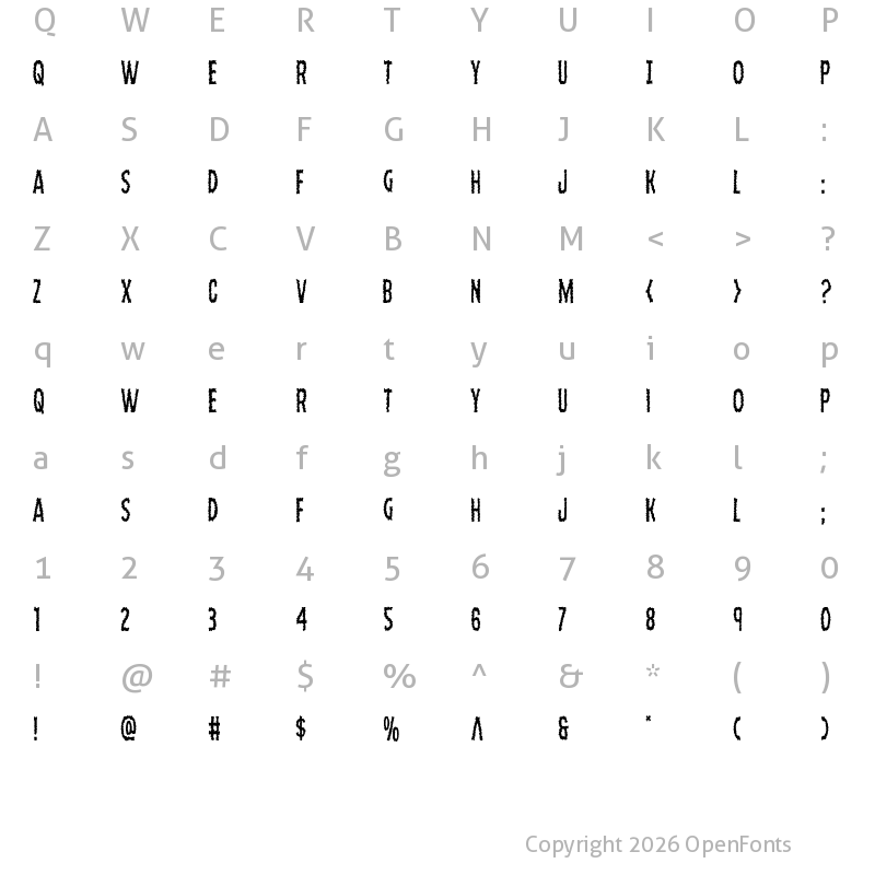Character Map of Ampire Condensed Condensed