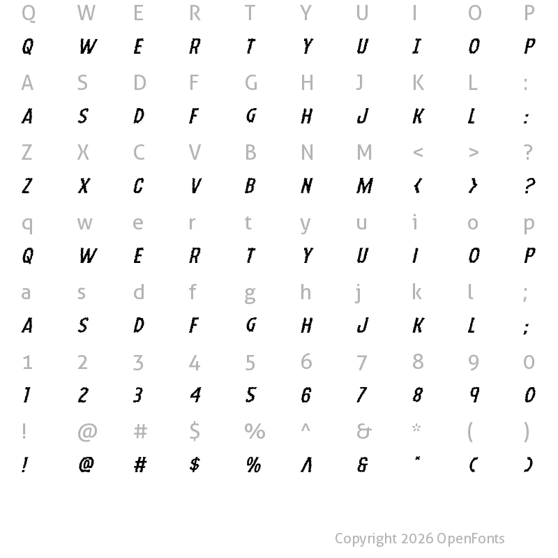 Character Map of Ampire Expanded Italic Expanded Italic