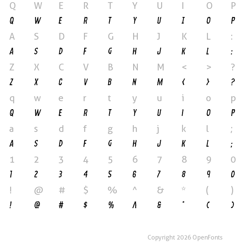Character Map of Ampire Semi-Italic Semi-Italic