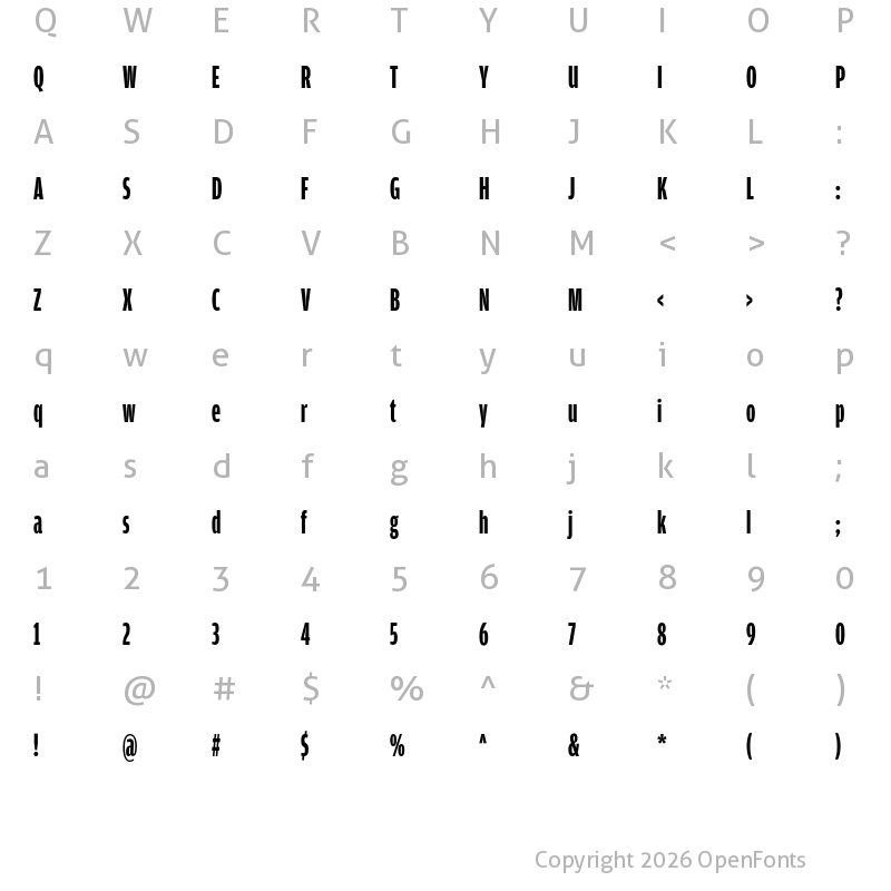 Character Map of Amplitude Extra Compressed Bold