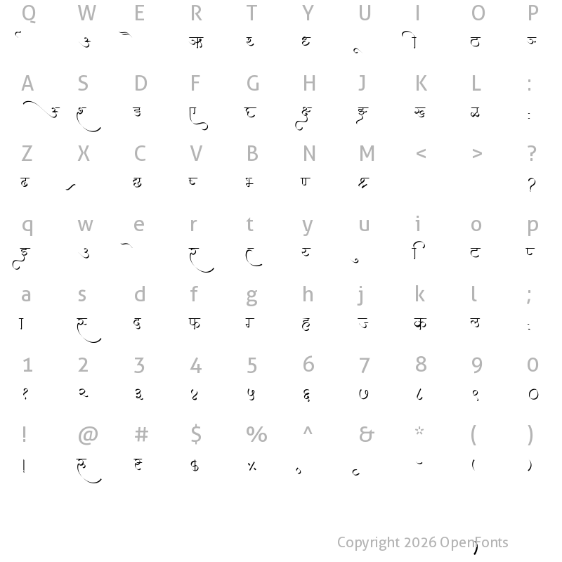 Character Map of AMS Kashi Regular