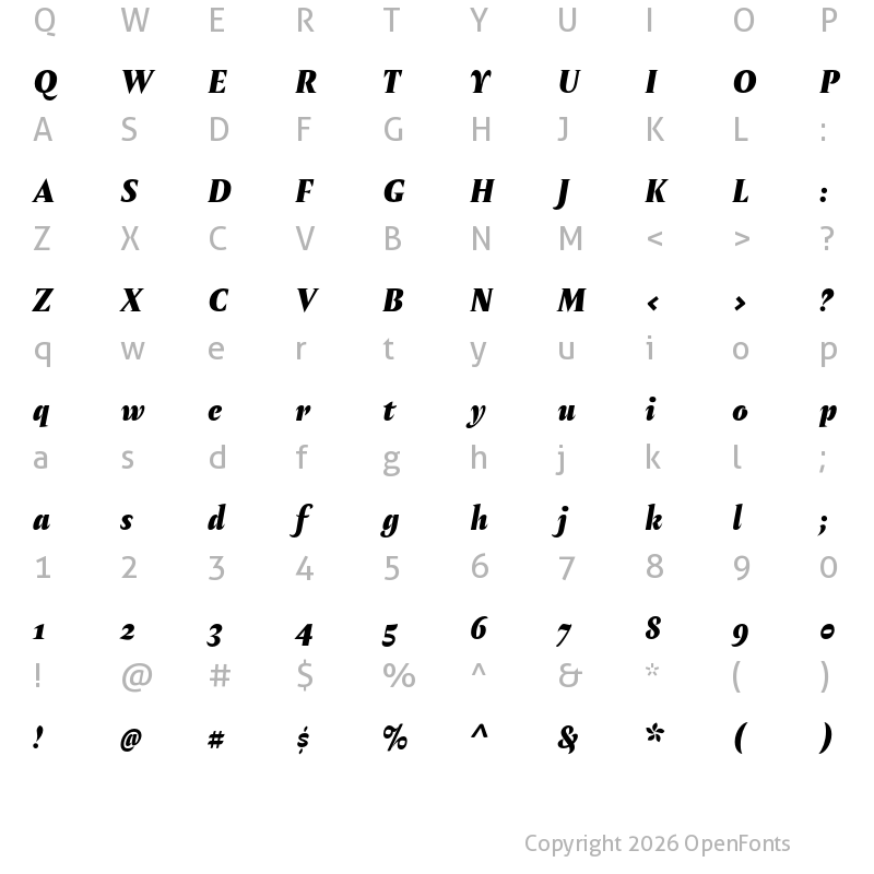 Character Map of Amster Black Italic