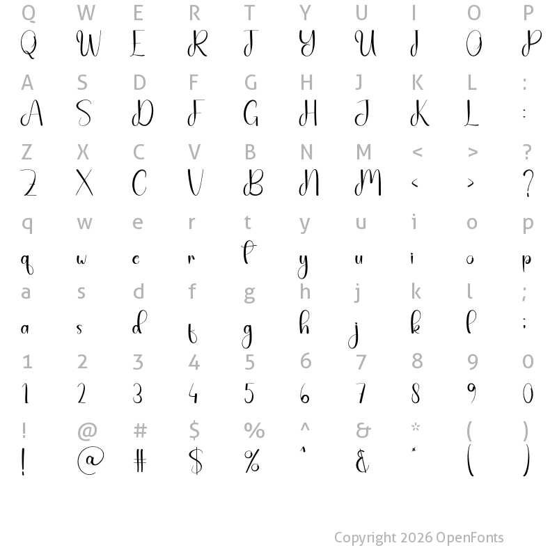 Character Map of Amster Night Regular