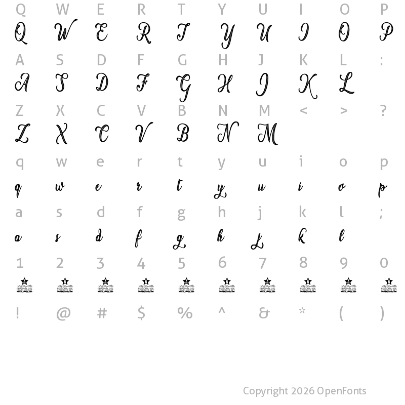Character Map of Amster Personal Use Regular