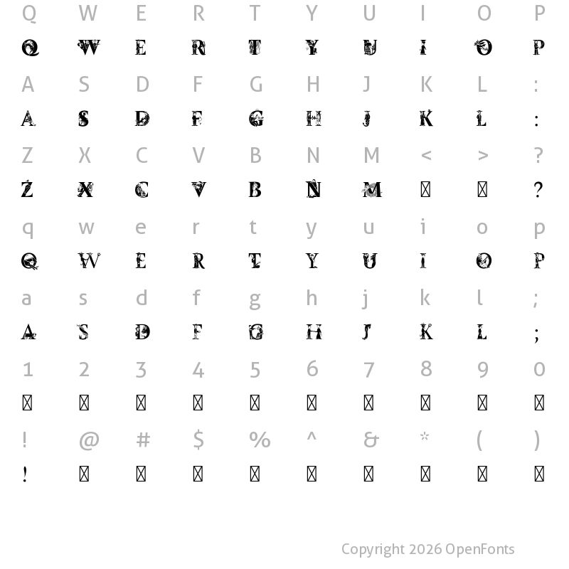 Character Map of Amster Versal Iluminada