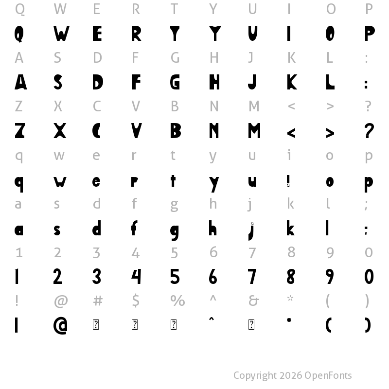 Character Map of Amsterbold Regular