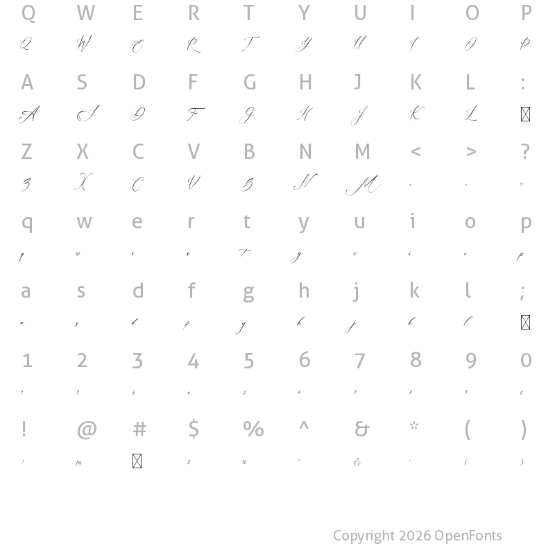 Character Map of Amsterline Regular
