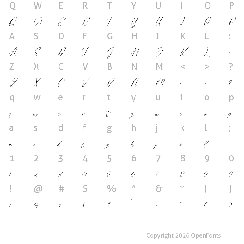 Character Map of Amtalesh Yolanida Regular