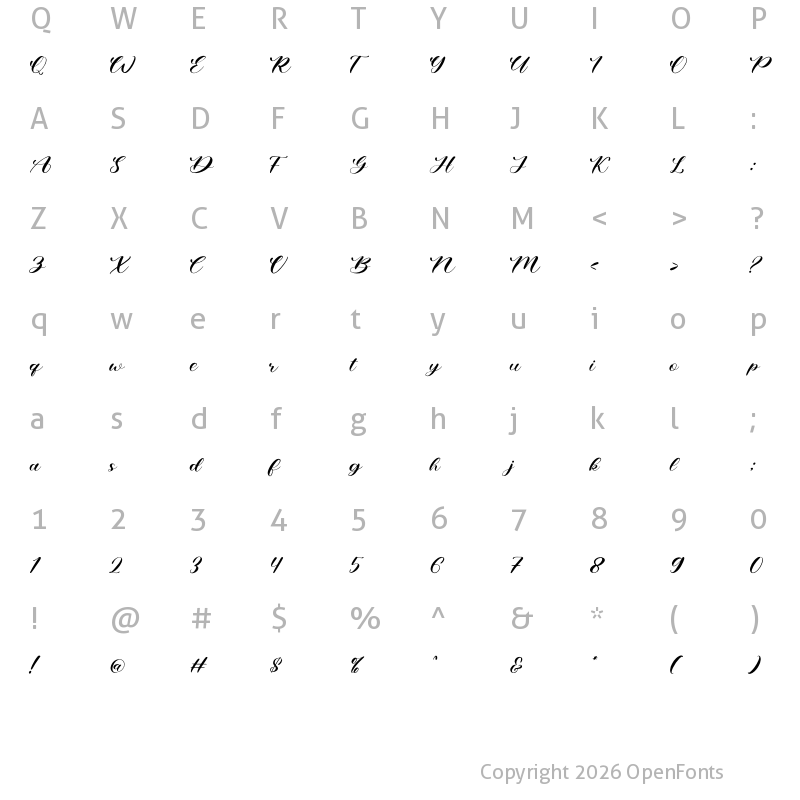 Character Map of Amtyara Script Regular