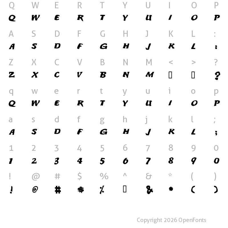 Character Map of An ode to noone Regular
