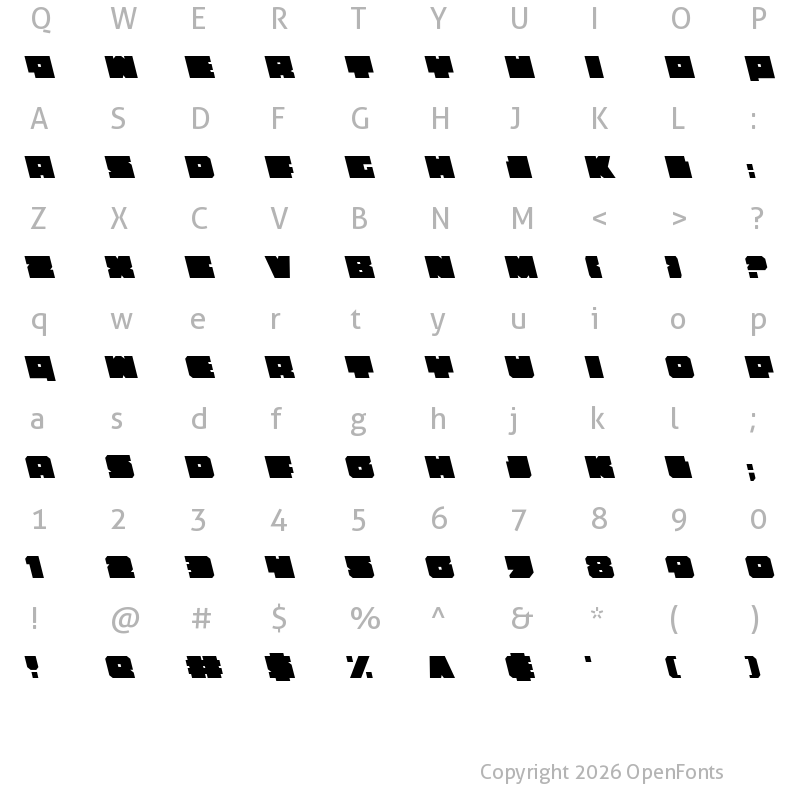 Character Map of Anakefka Leftalic Italic