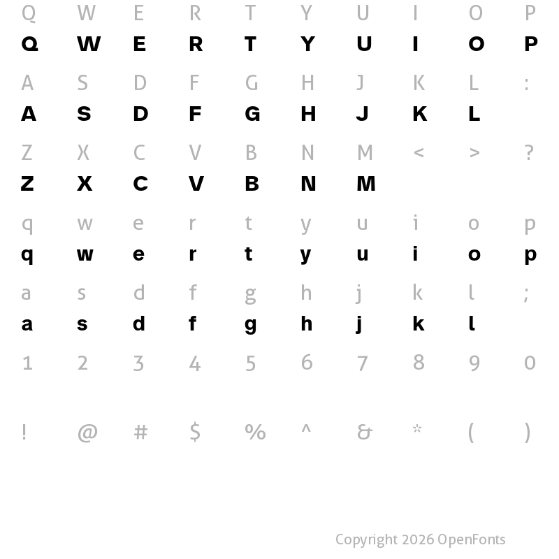 Character Map of Analogue Reduced 75 Bold