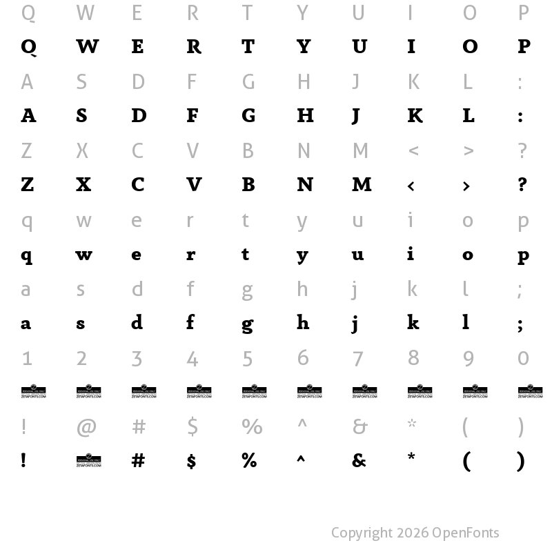 Character Map of Anaphora Trial ExtraBold