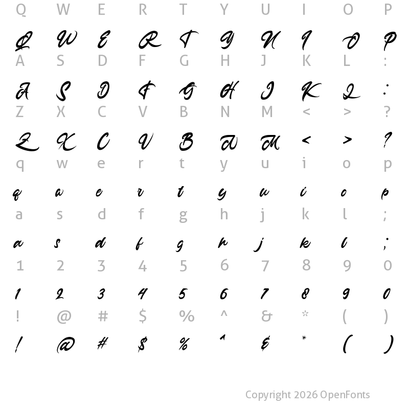Character Map of Anasite Malela 3 Regular