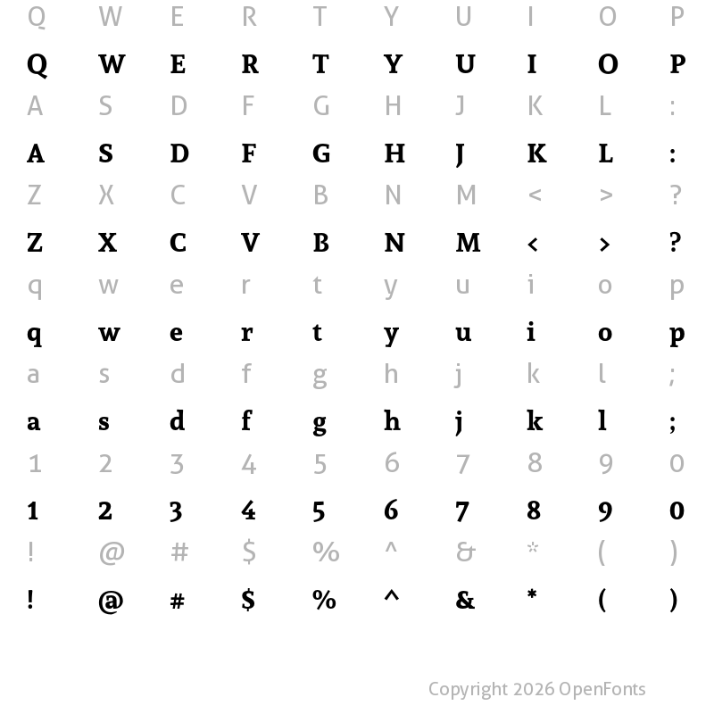 Character Map of Andada Bold