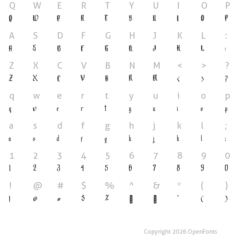 Character Map of Andalusia Regular