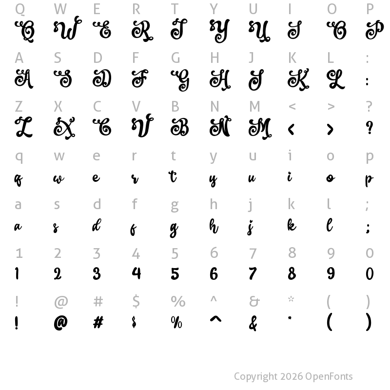 Character Map of Andari Regular