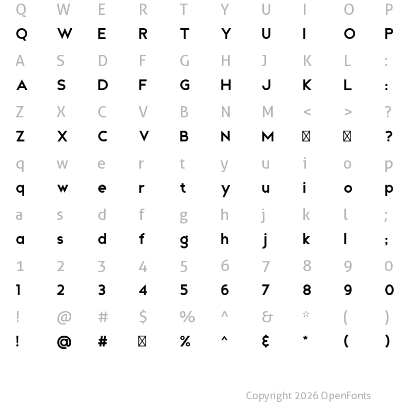 Character Map of Andea Clean