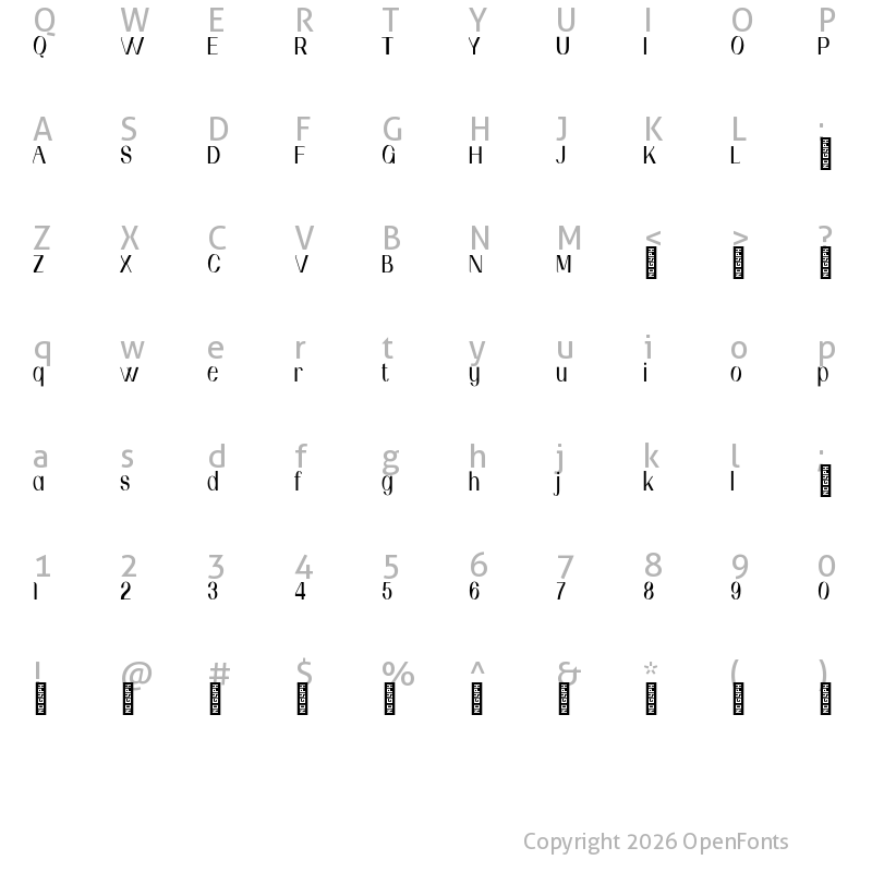 Character Map of Andenita Personal Use Regular
