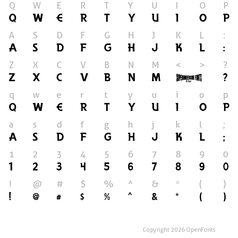 Character Map of Anderson The Secret Service Regular