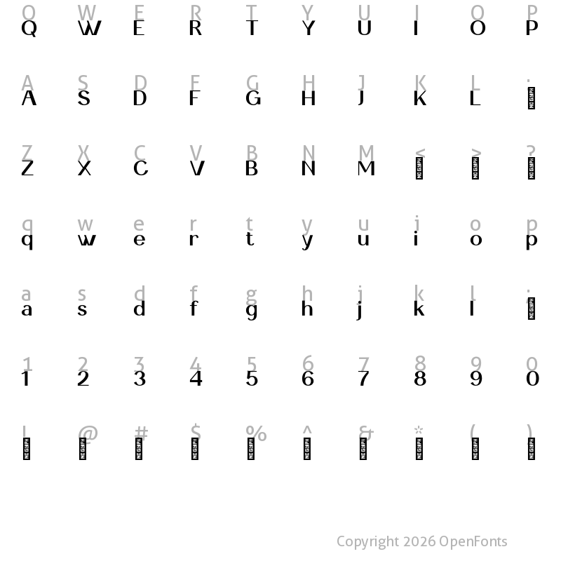 Character Map of Andimante Personal Use Regular