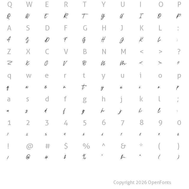 Character Map of Andline Demo