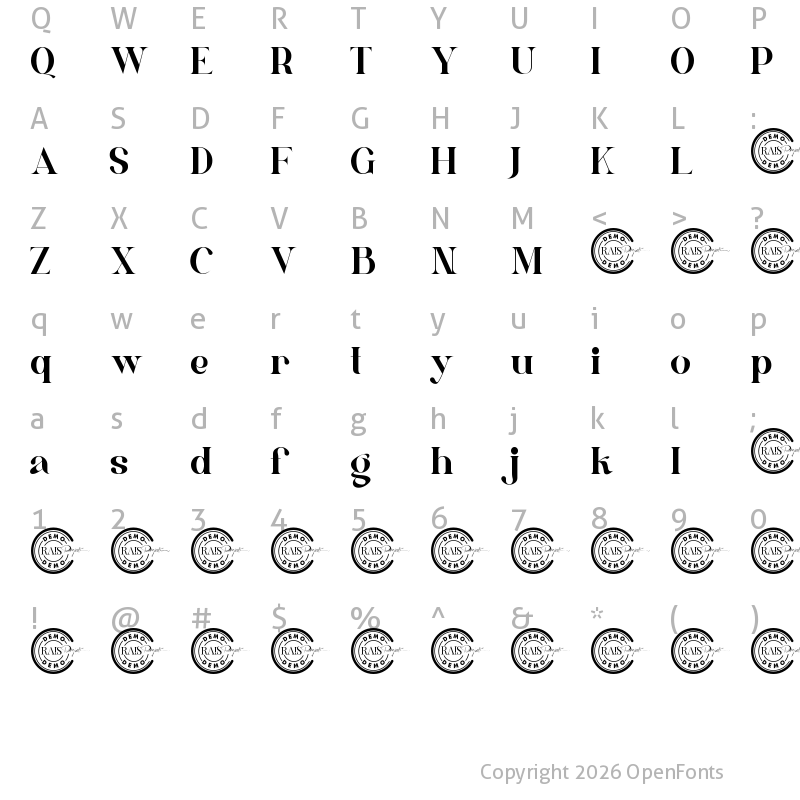 Character Map of Andre Martin Demo Regular