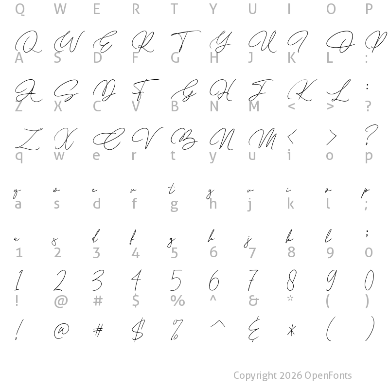 Character Map of Andrea Bilarosa Regular