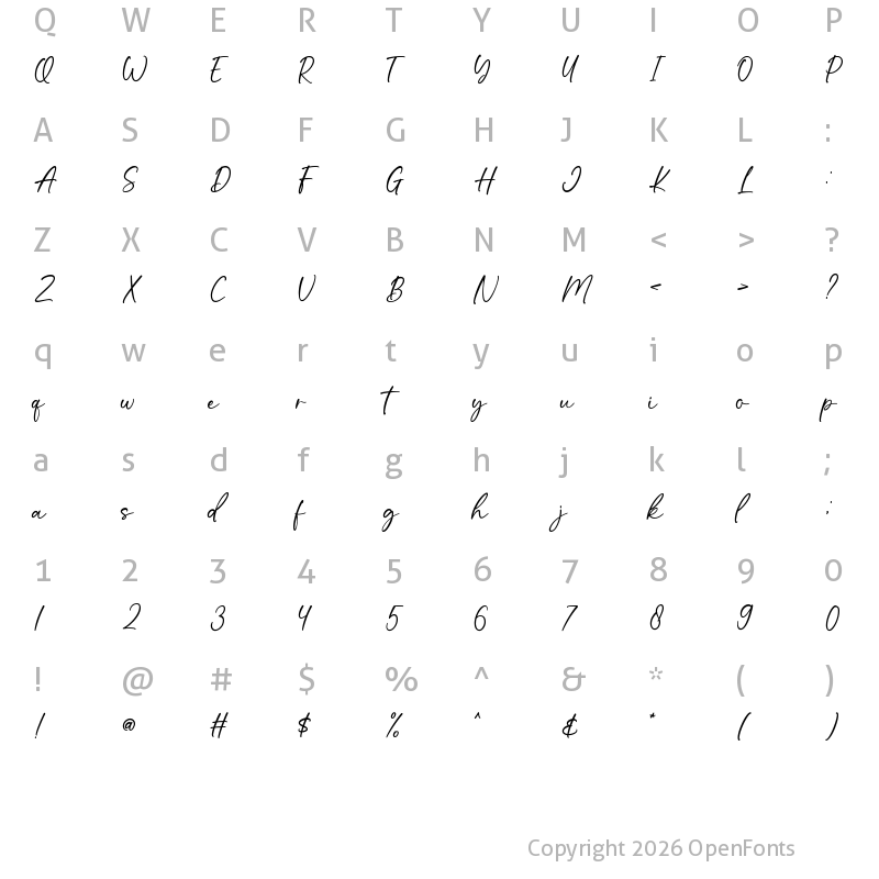 Character Map of Andrea Regular