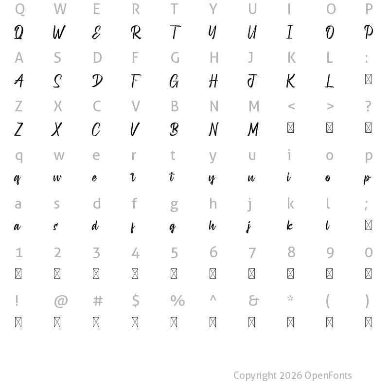 Character Map of Andrianto Demo Regular