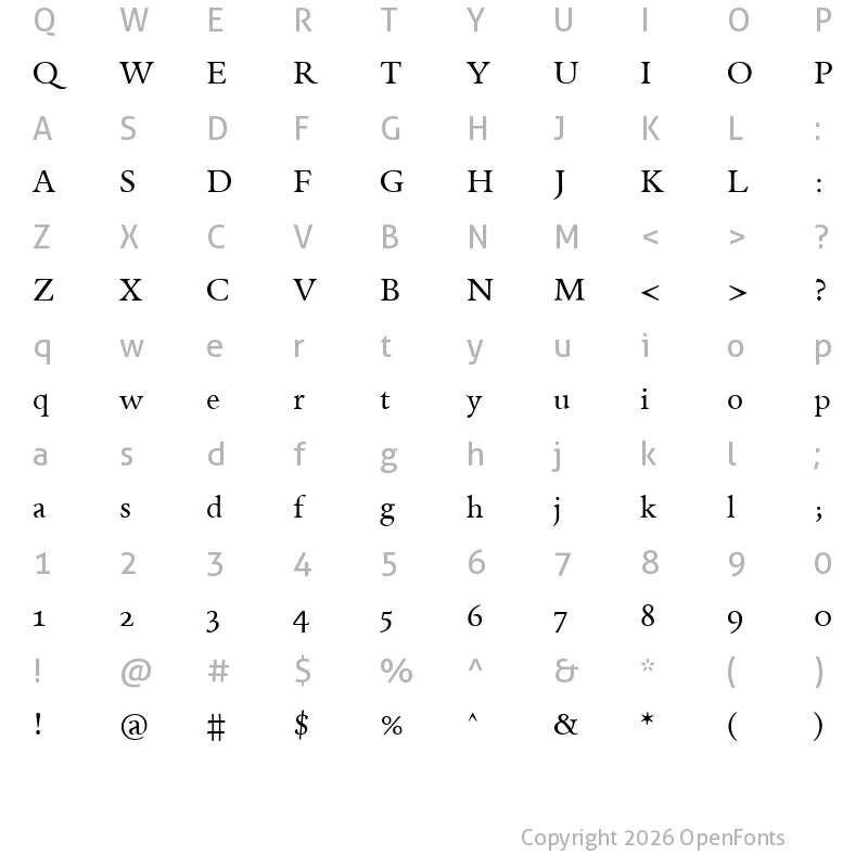 Character Map of Andron Freefont LAT Regular