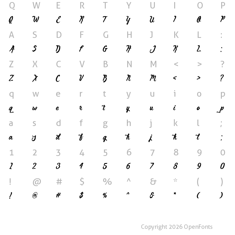 Character Map of Anemone Script Script