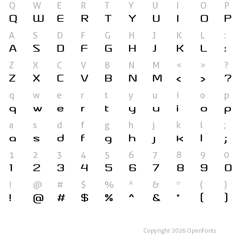 Character Map of Aneo Regular