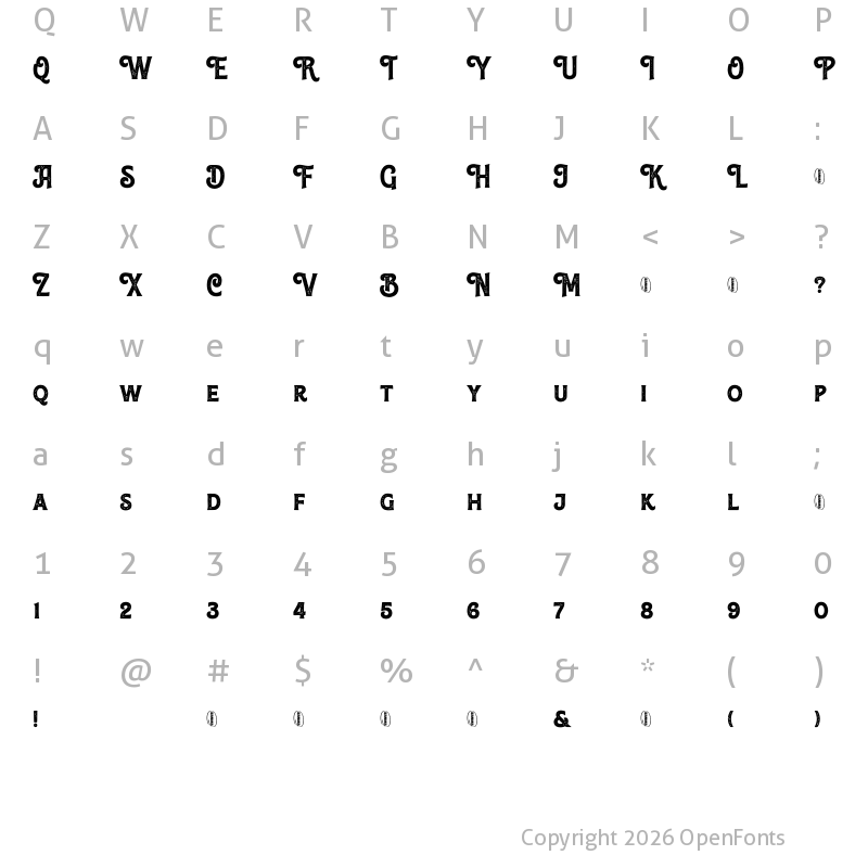 Character Map of Anerome Stamped