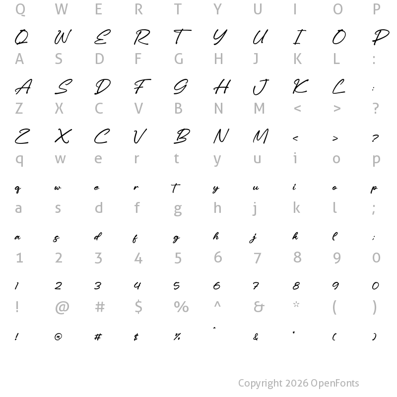 Character Map of Anettasya Mottarue Regular