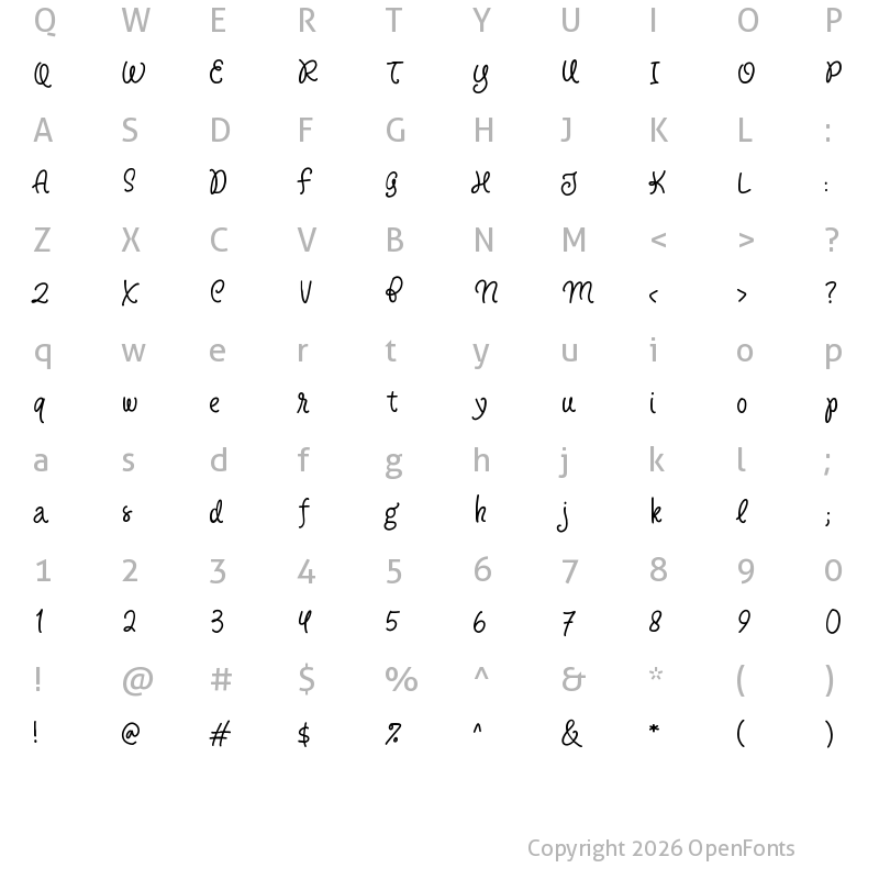 Character Map of Angel Charms DEMO Regular