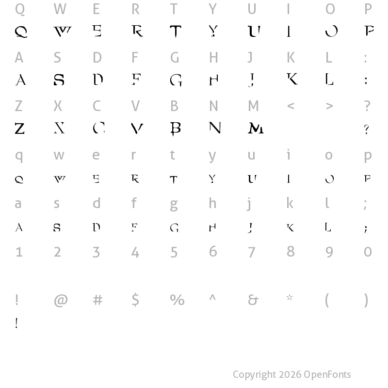 Character Map of Angel Regular