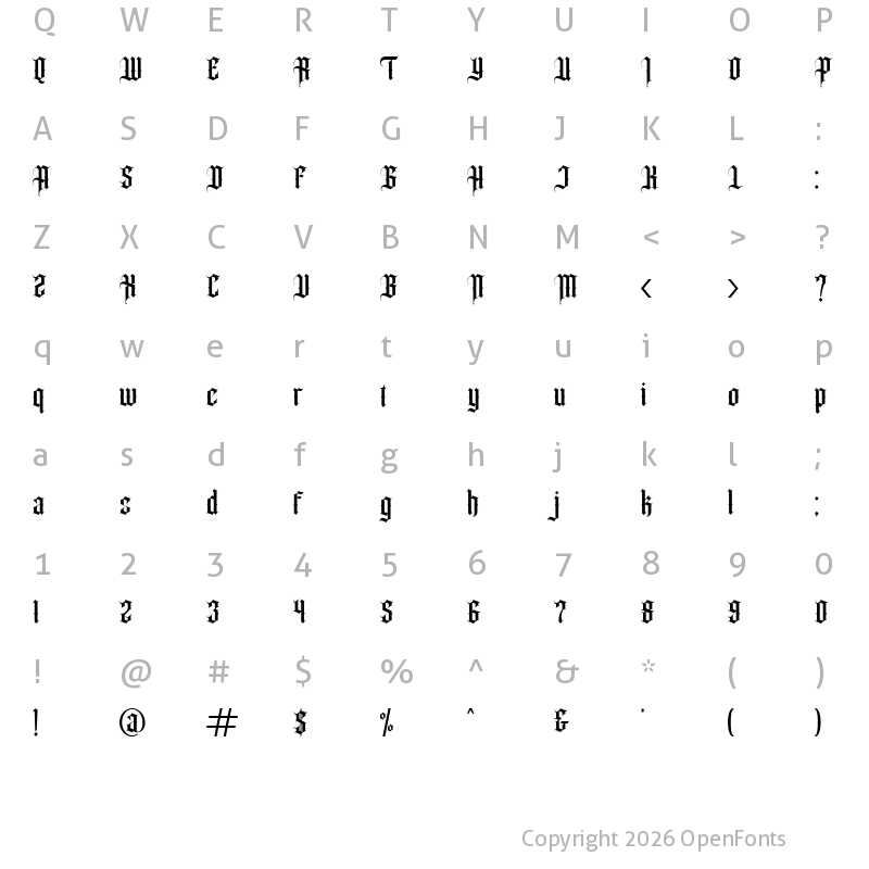 Character Map of Angel wish Regular