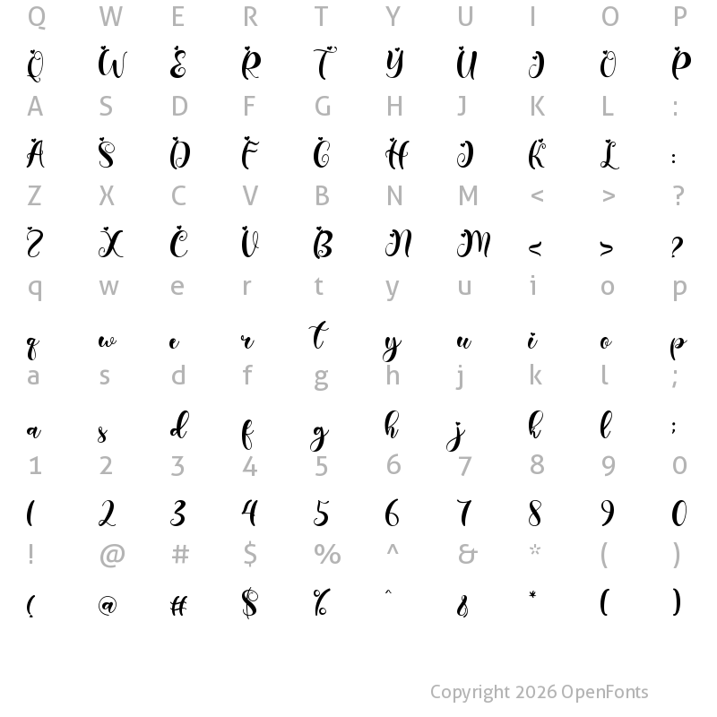 Character Map of Angelia Valentine Regular