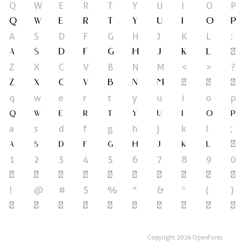 Character Map of Angelic Bonques Free Sans