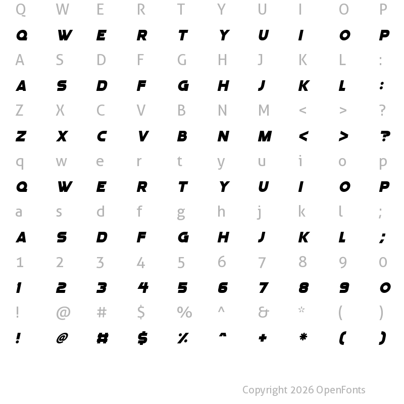 Character Map of Angelic Child Italic