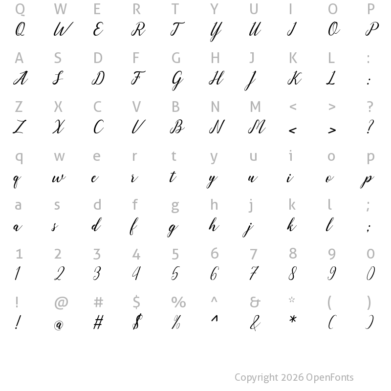 Character Map of angeline bba key