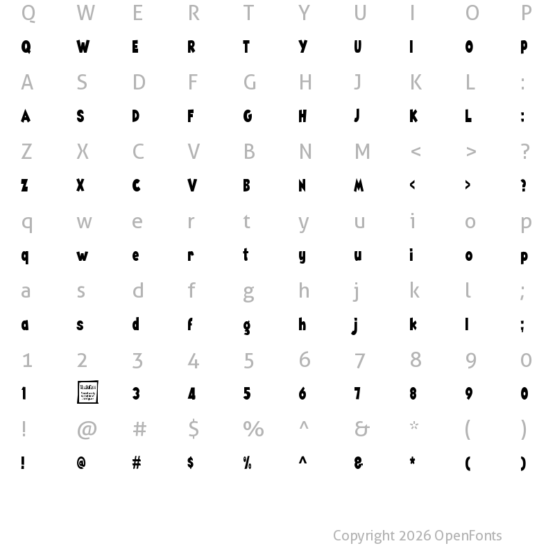 Character Map of Angella Narrow Regular