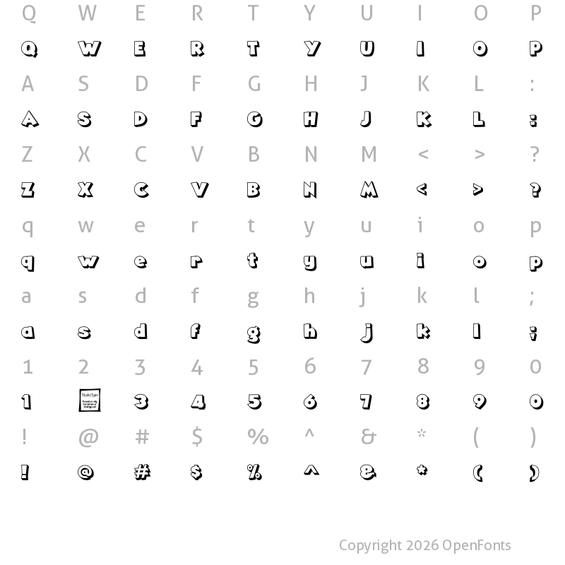 Character Map of Angella Outline Regular