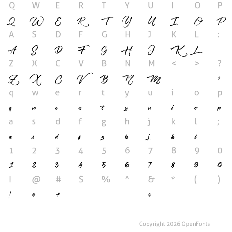 Character Map of Angelow Regular